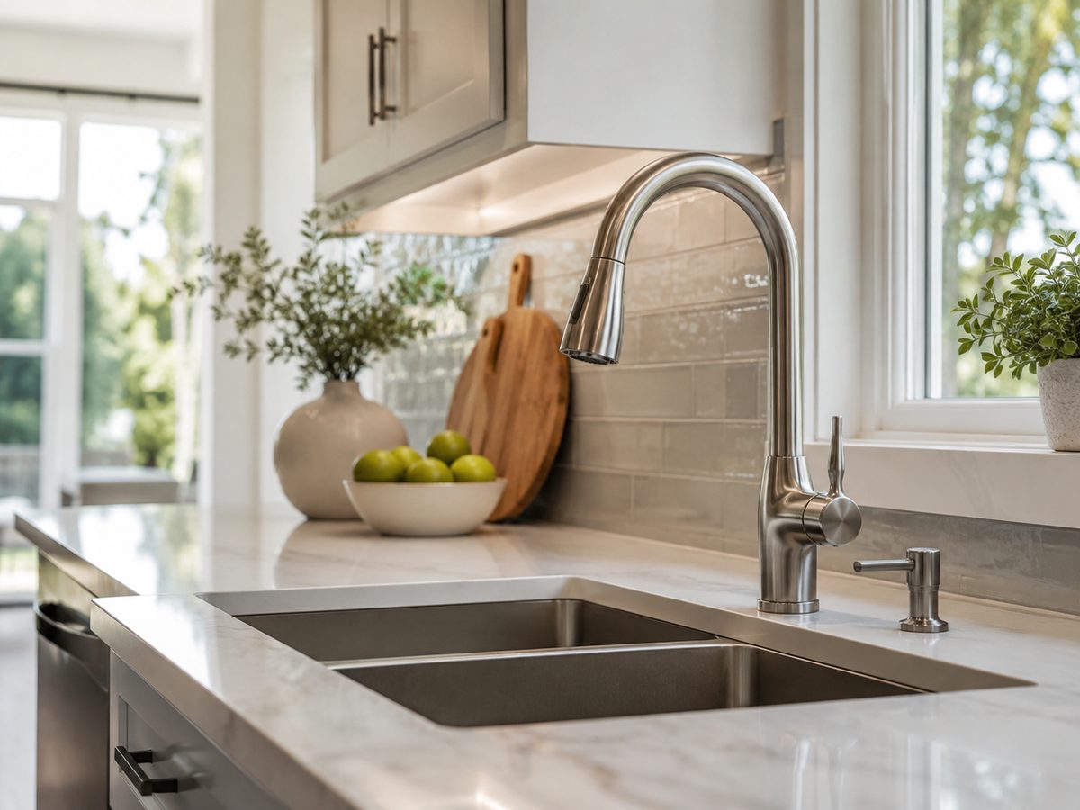 Kitchen sink and tap plumbing installation