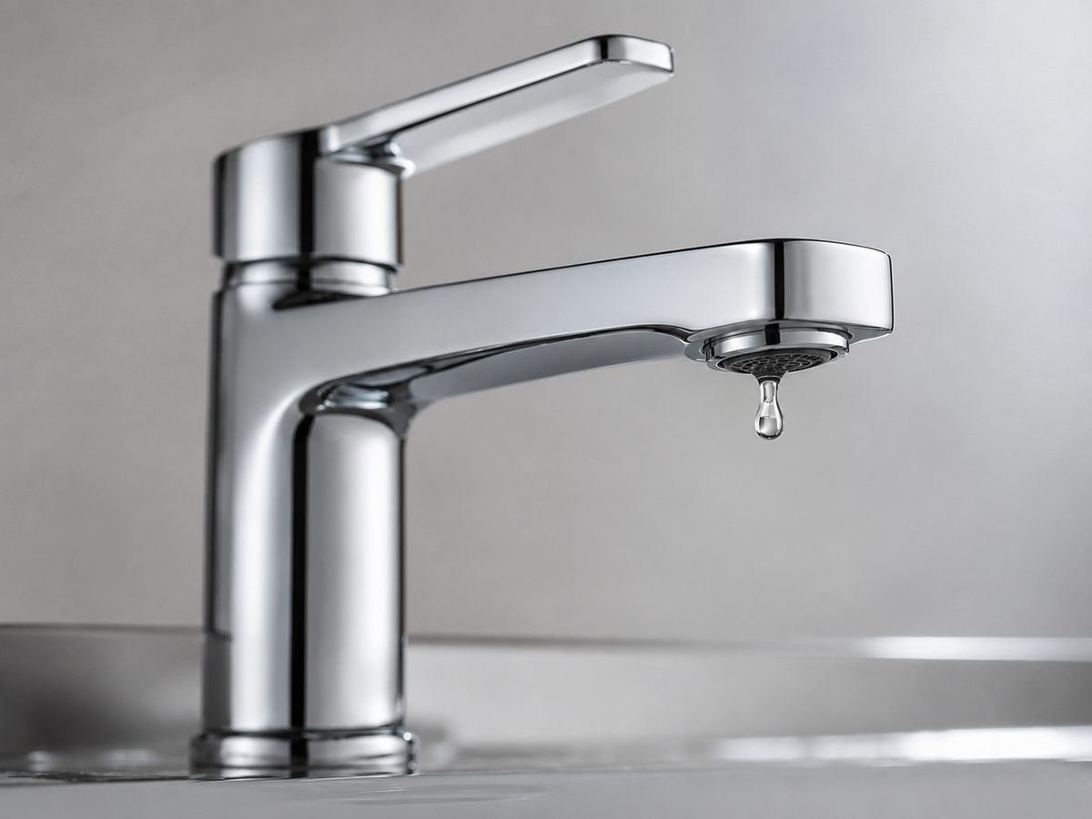 Close-up of a modern chrome tap fitting
